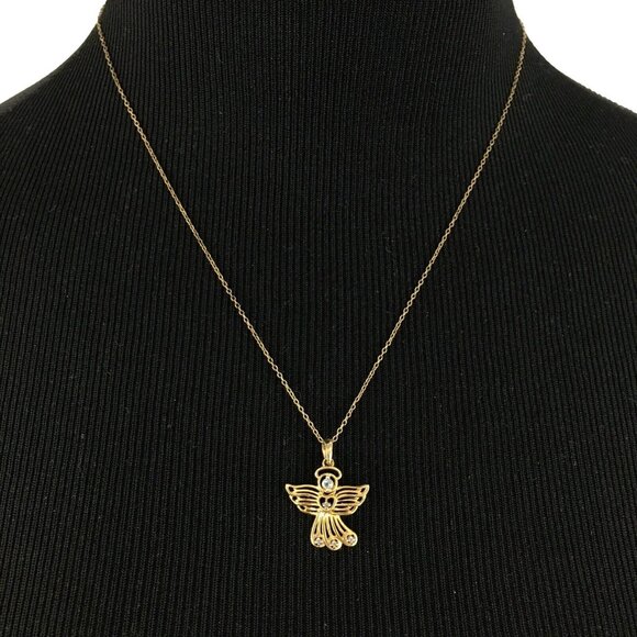 PRIME ART topaz & diamond angel necklace - vermeil sterling silver 18" chain - Picture 3 of 8